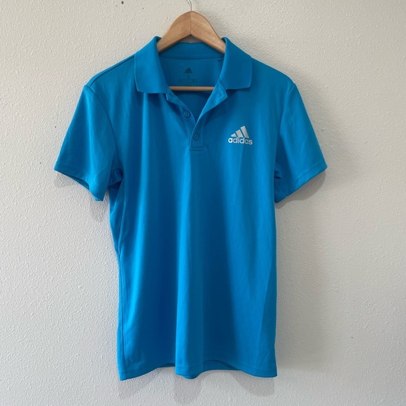 Adidas Blue Performance Polo Shirt Athletic Style - Picture 1 of 8